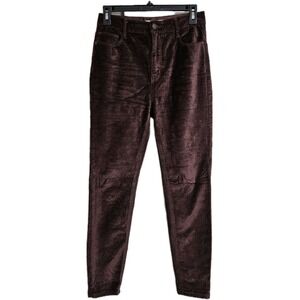 Free People Pants Womens 27 Burgundy Plum‎ Velvet Corduroy Skinny High Rise Slim
